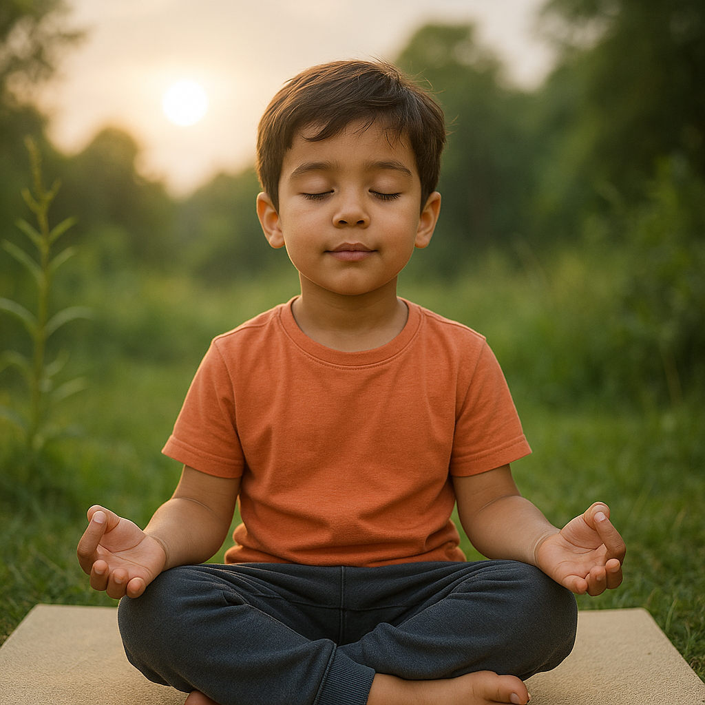 Child doing meditation