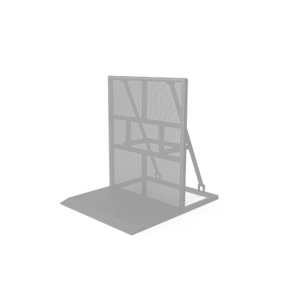 A gray fence with a shadow on a white background.