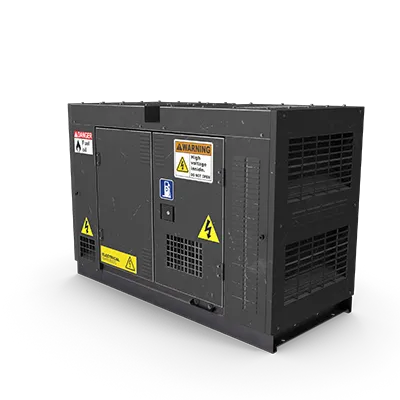 A 3d model of a generator on a white background.