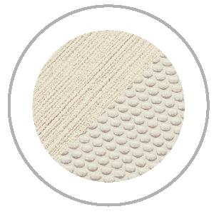 Two-toned circular texture: diagonal lines and small raised half-spheres, all in light beige, within a gray circle.