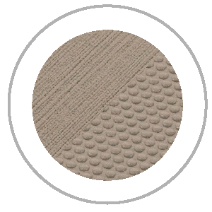Circular texture sample, diagonally split, showing woven and circular-textured beige materials.