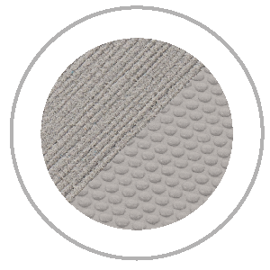 Circular texture sample, diagonally split with rough, ridged surface and bumpy, circular pattern.