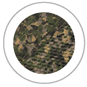 Camouflage fabric pattern in a green and tan color scheme.