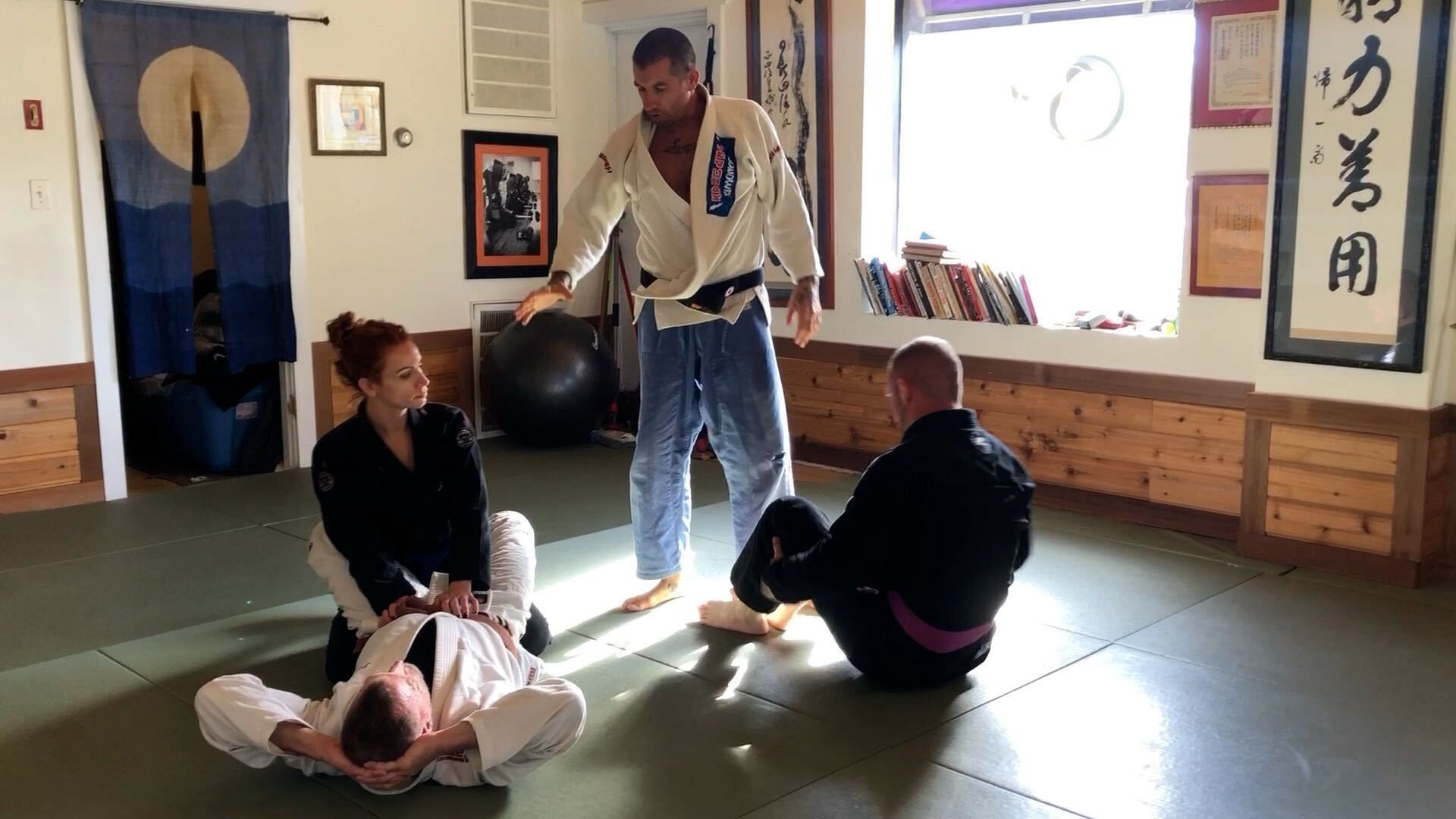 Students practicing controlled grappling at OM Brazilian Jiu JItsu & Judo in Northport, NY.