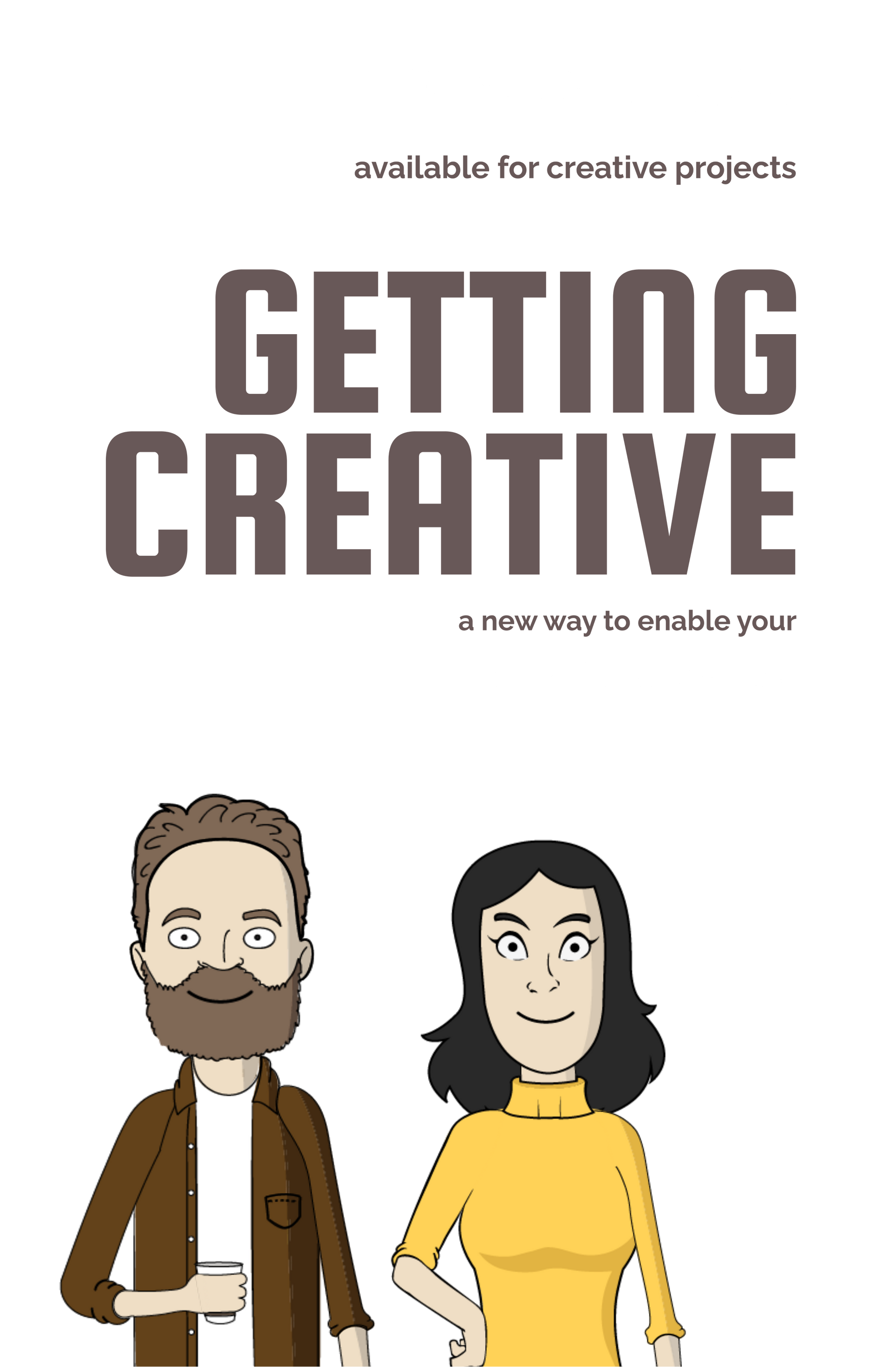 Merv and Mindy standing in front of the Get Creative logo