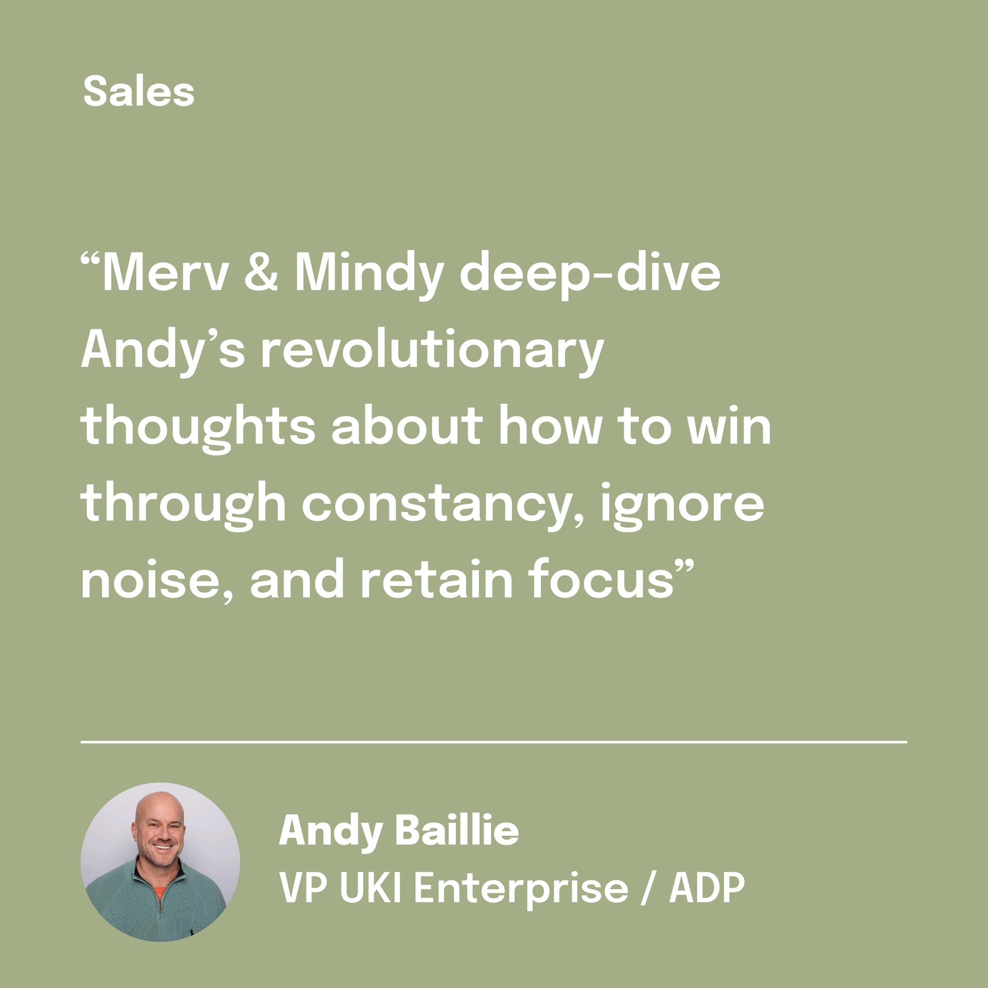 Podcast episode announcement: Merv & Mindy with a VP of Sales, UK & Ireland. Deep dive on winning in sales.