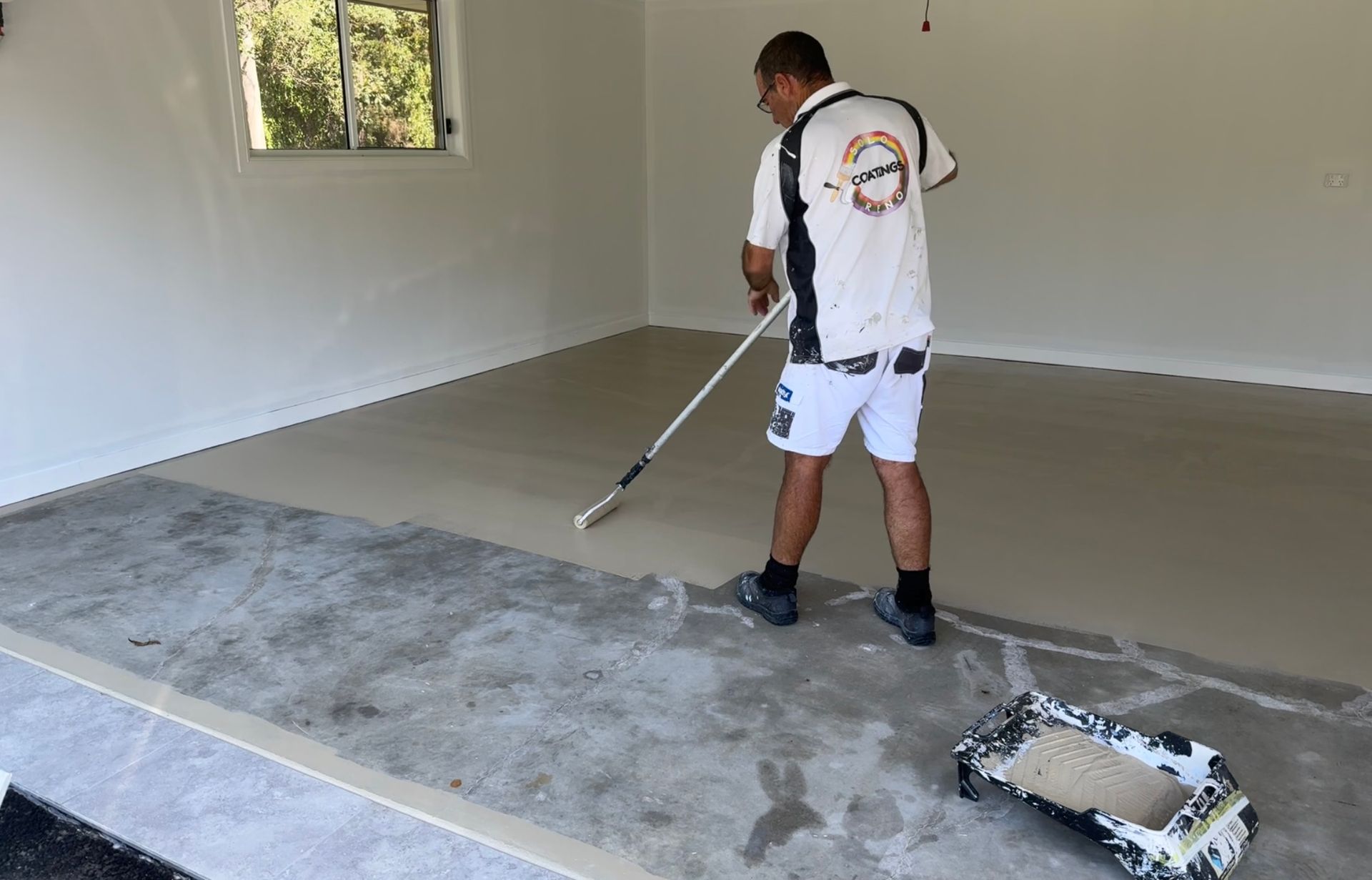 An Empty Room With Blue Walls And A Ladder — Solo Reno Coatings In Gold Coast, QLD