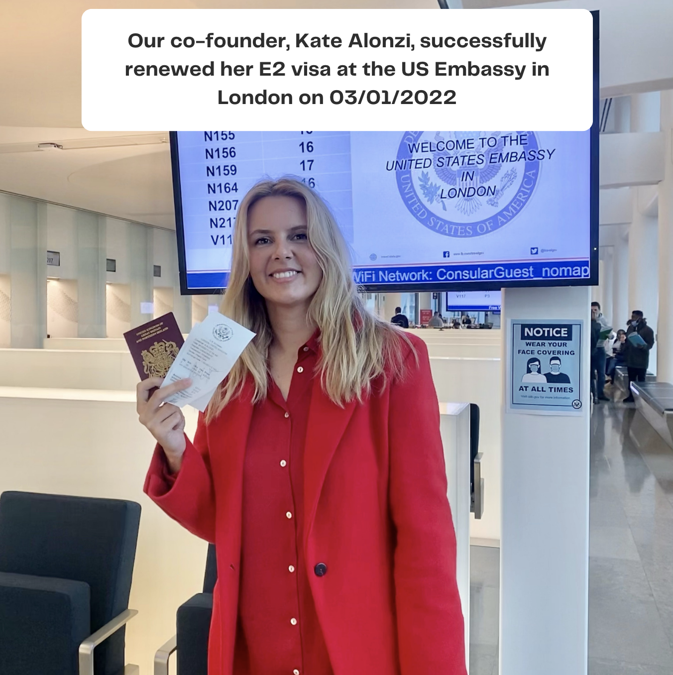 Kate Alonzi Esq successful E2 Visa Renewal