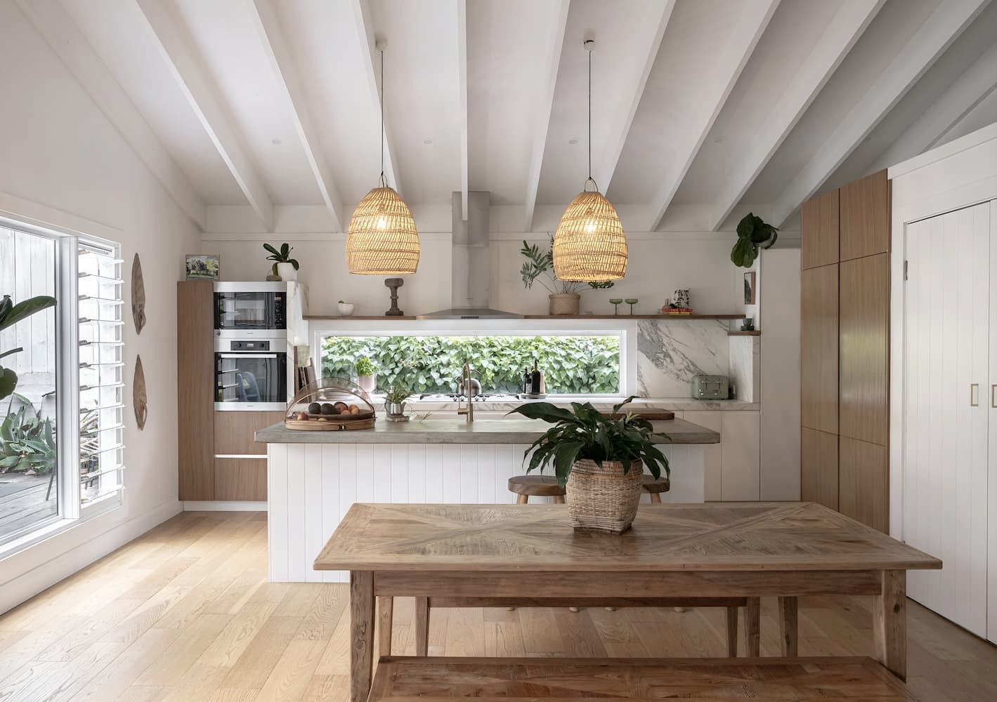 There Is A Wooden Table In The Middle Of The Kitchen — DeBu Studios In Russell Vale, NSW