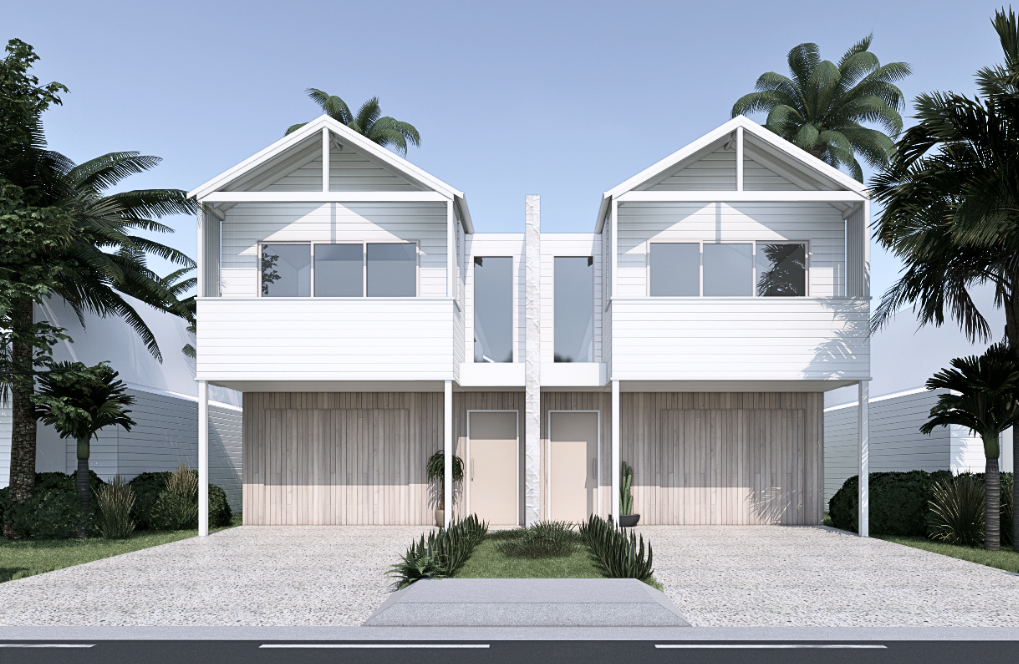 A couple of white houses with palm trees in front of them — DeBu Studios In Southern Sydney, NSW