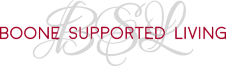 A logo for boone supported living is shown on a white background.