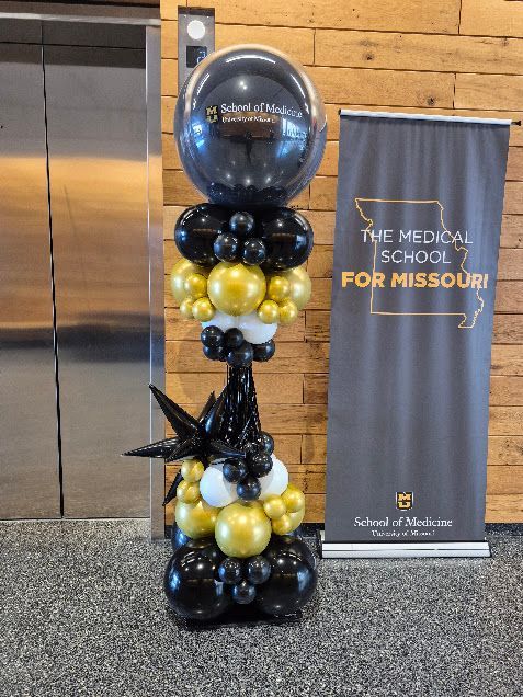 Balloon column and banner for The Medical School For Missouri.