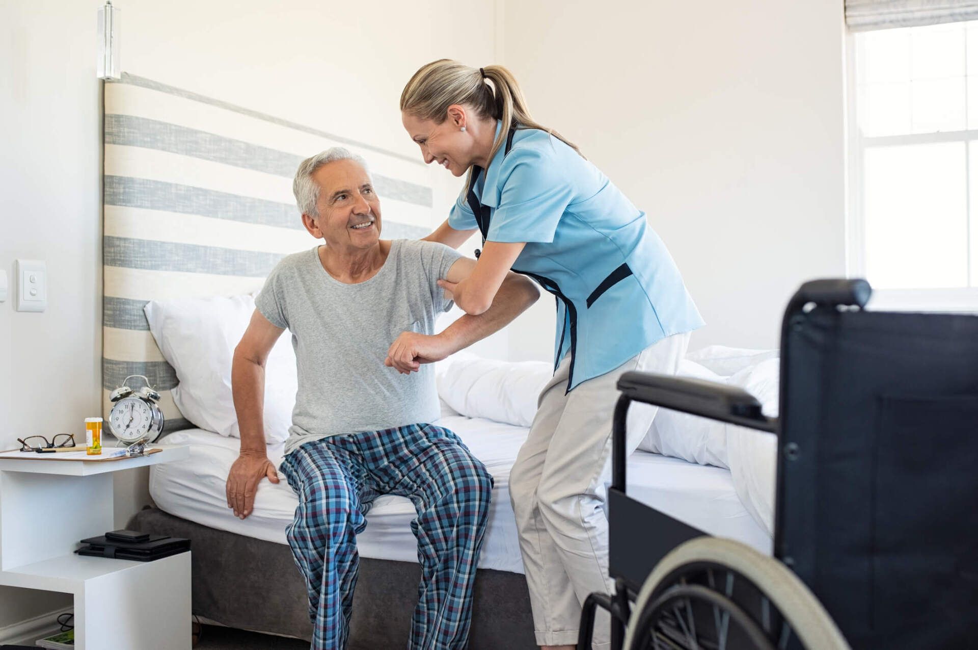 Nurse Helping Old Patient Get Up — Denver, CO — RN NOW