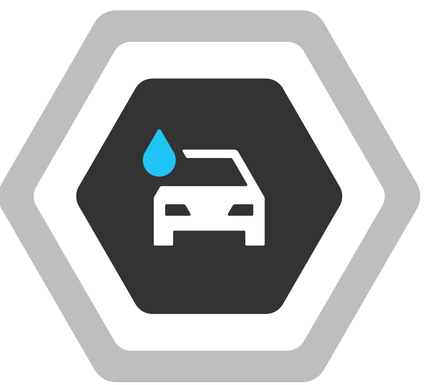 wash method logo - car with water drop icon