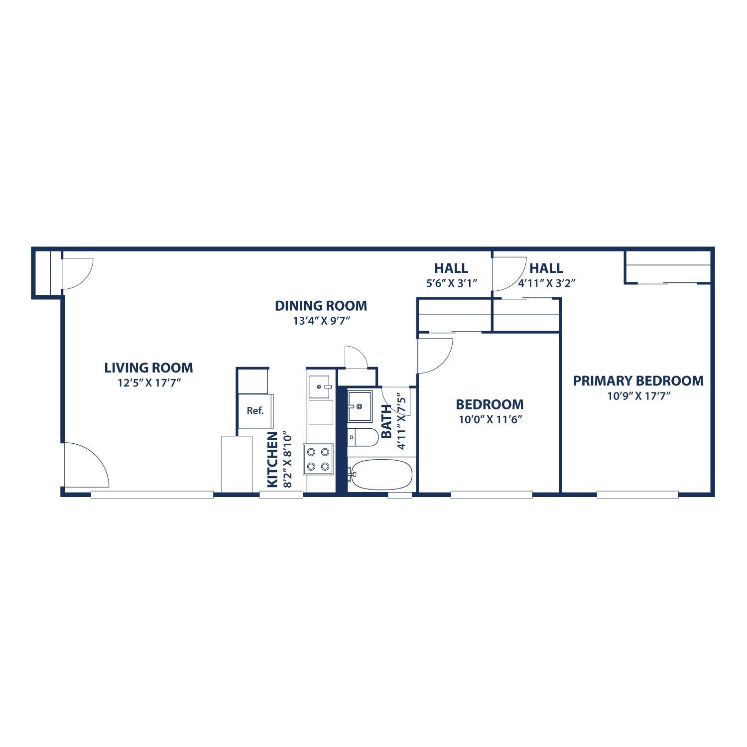 Floor plan of a house with living room, kitchen, dining room, bedrooms, and bathrooms.