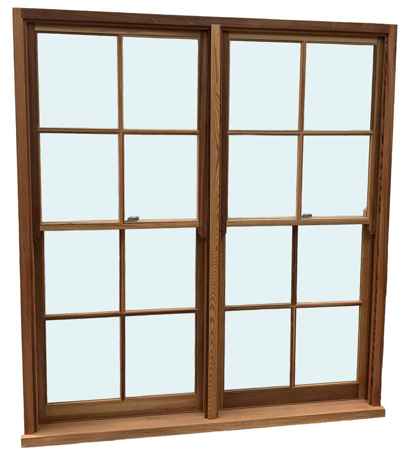 brown double hung window