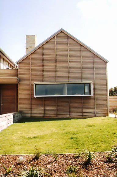 house with wide frosted window