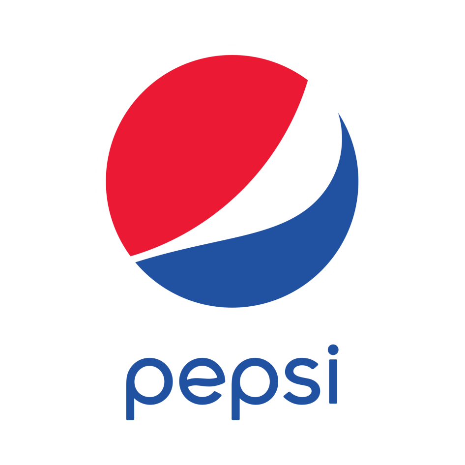 A red , white and blue pepsi logo on a white background