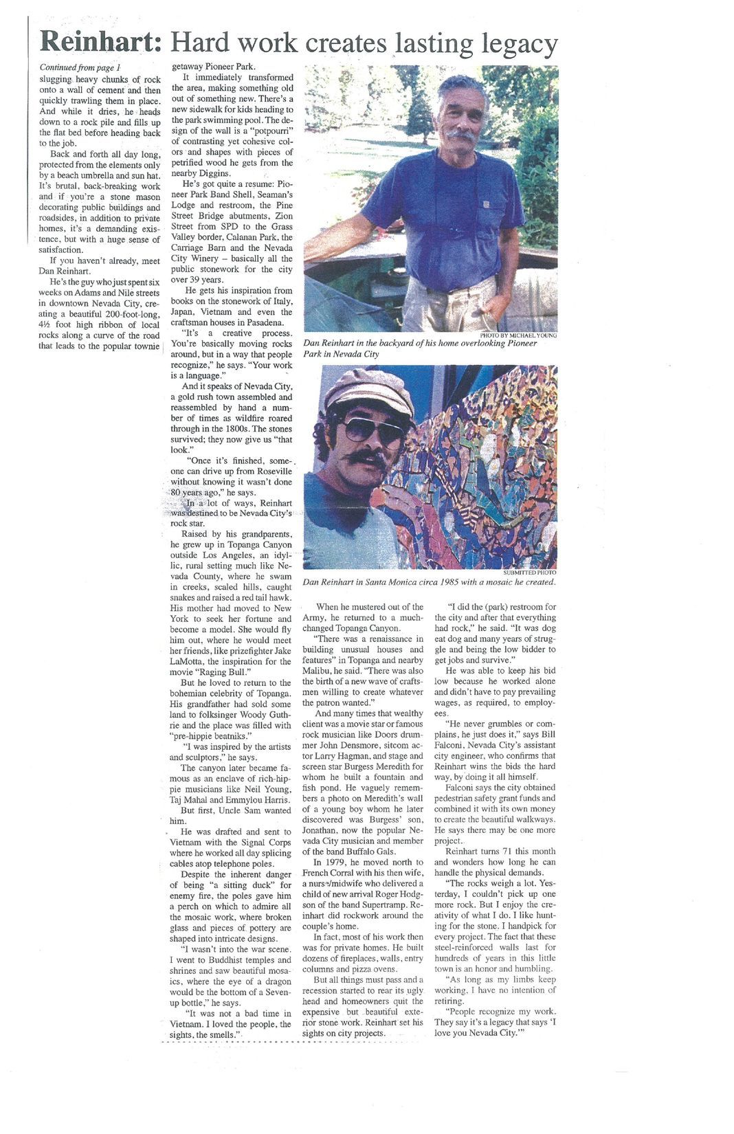 Page 1 — Nevada City, CA — Dan Reinhart Masonry