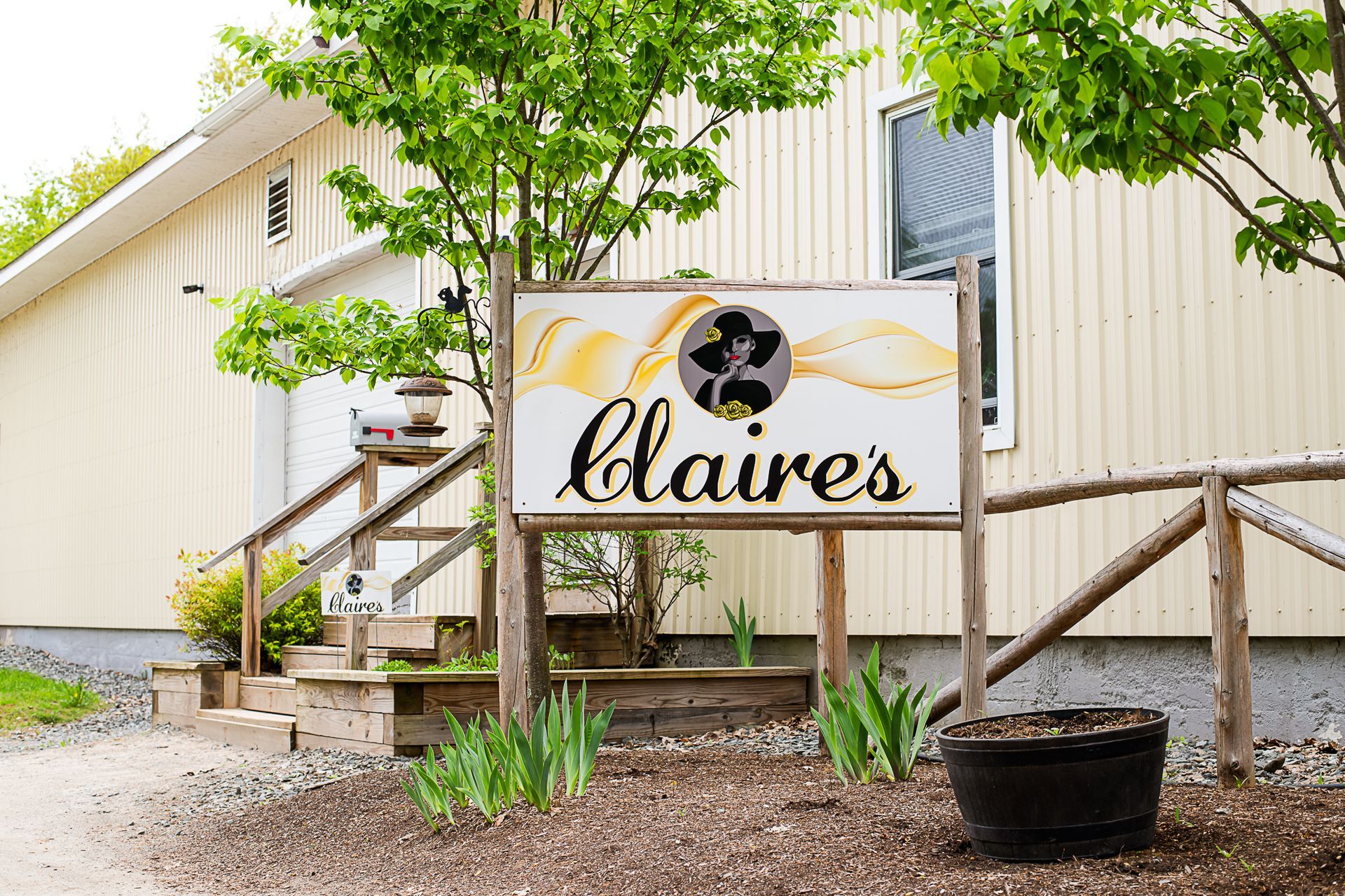 Claire's signage in front of the building 