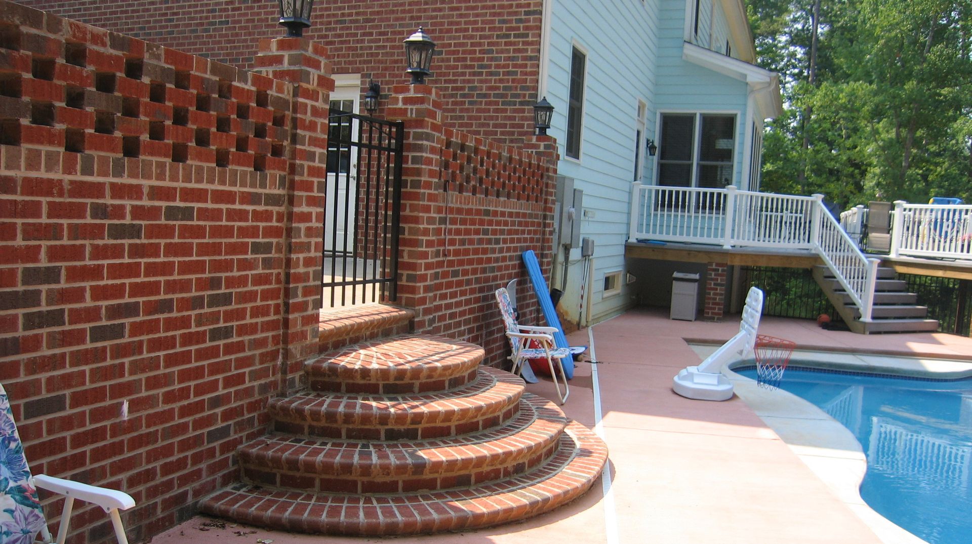 Modern Brick Stairs and Pool Deck