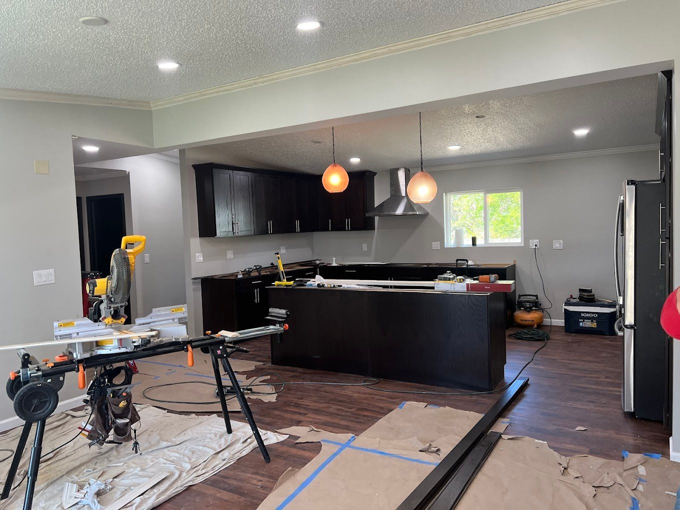 A kitchen is being remodeled in a house.