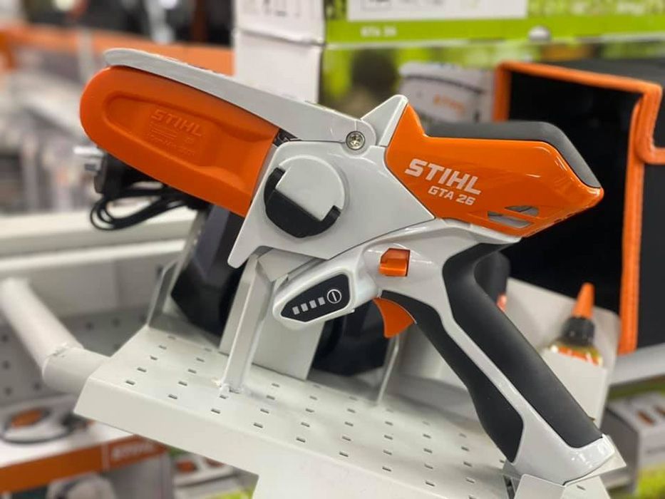 A STIHL Battery Powered Pruning Saw Is On Display In A Store — Ken Matthews Auto & Mower Centre In Ulladulla, NSW