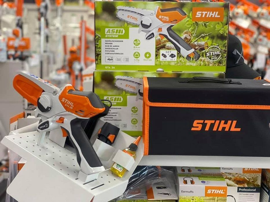 A STIHL Cordless Chainsaw Is On Display In A Store — Ken Matthews Auto & Mower Centre In Ulladulla, NSW