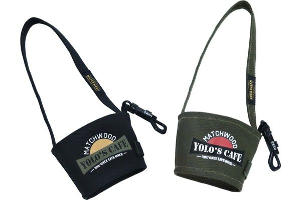 Two cup holders with the words volo 's cafe on them