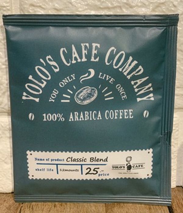 A bag of 100 % arabica coffee from yolo 's cafe company