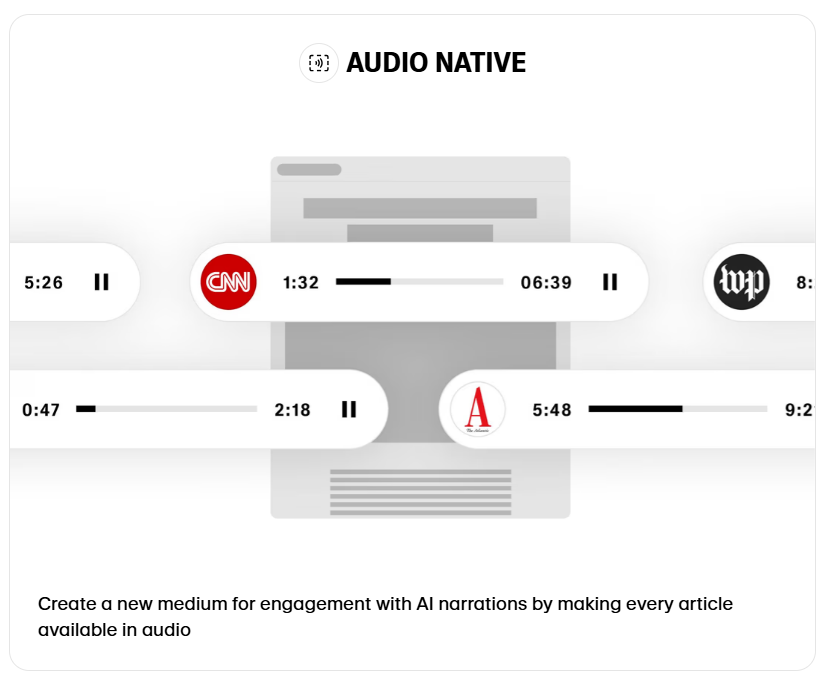 A screenshot of a website that says audio native.