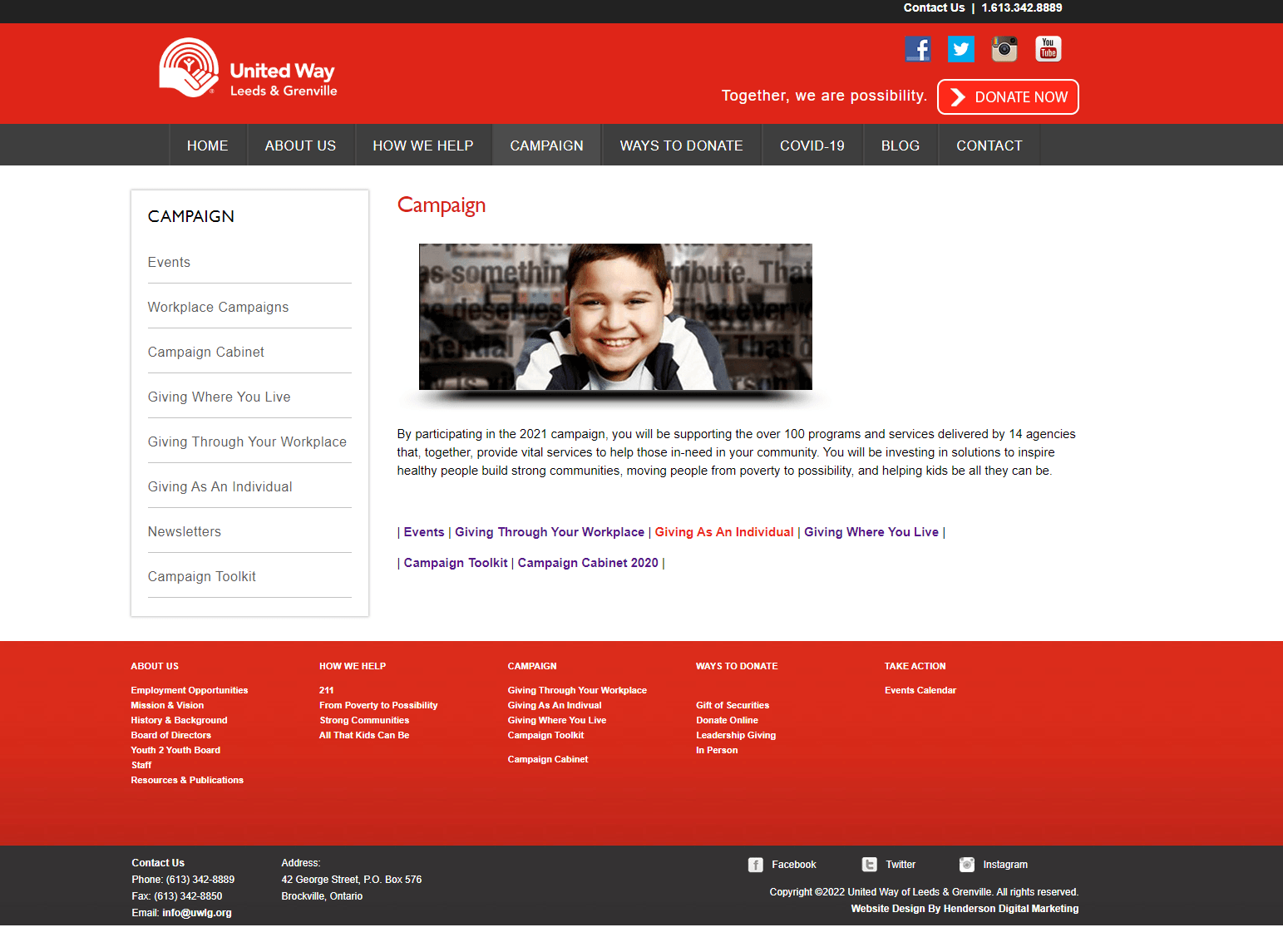 a united states navy website with a picture of a boy
