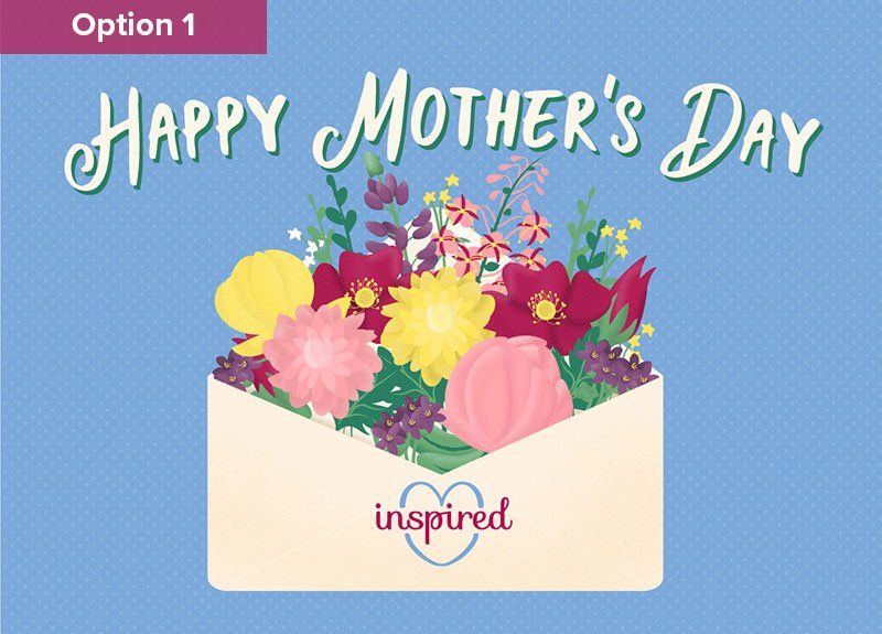 a happy mother 's day card with a bouquet of flowers in an envelope
