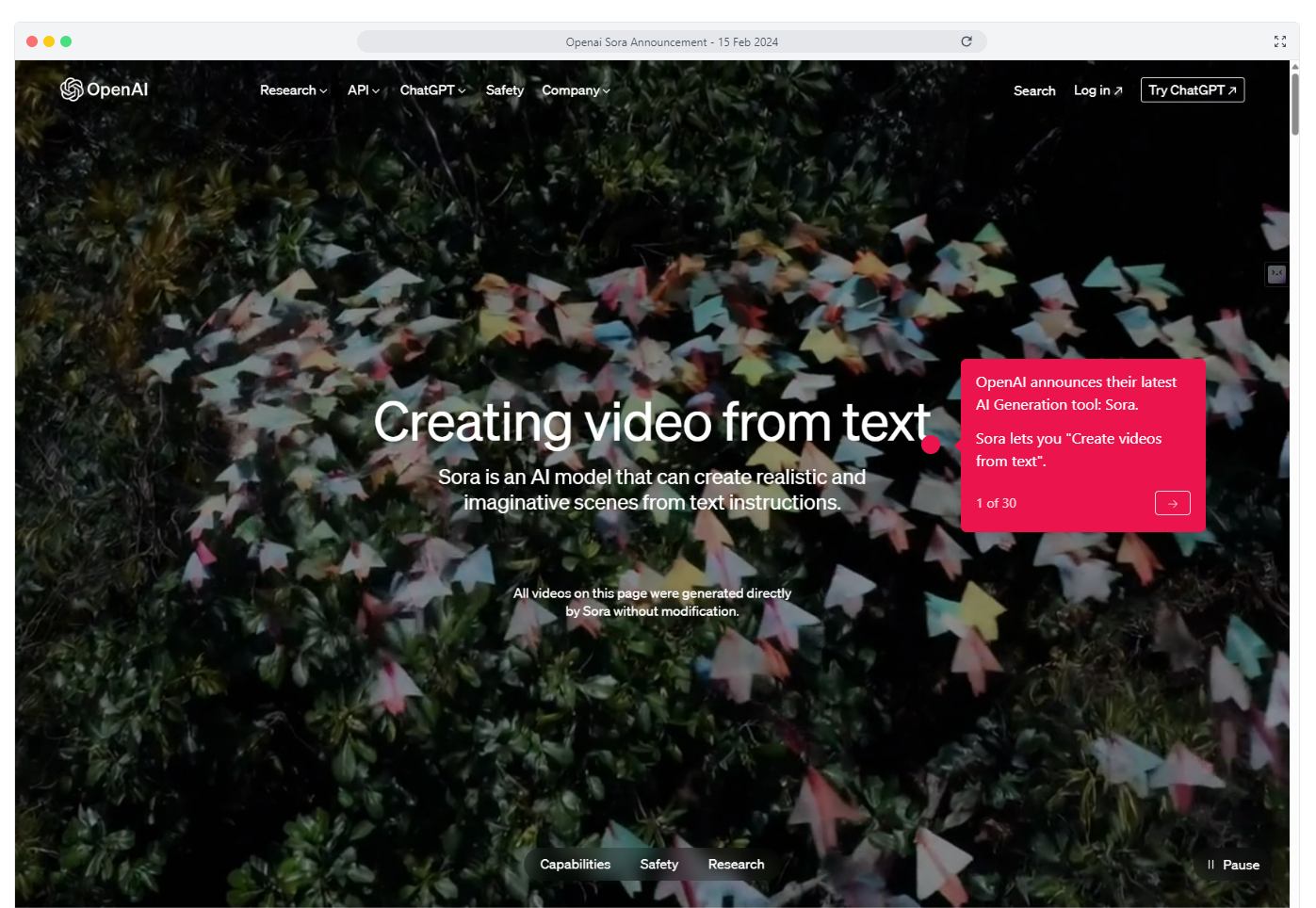 a computer screen shows a website for creating video from text .