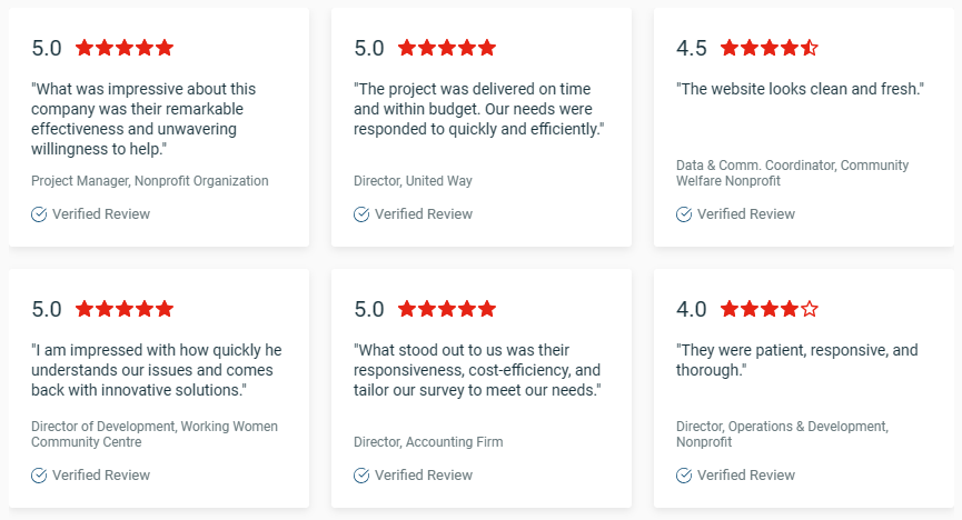 A screenshot of a website with a bunch of reviews on it.