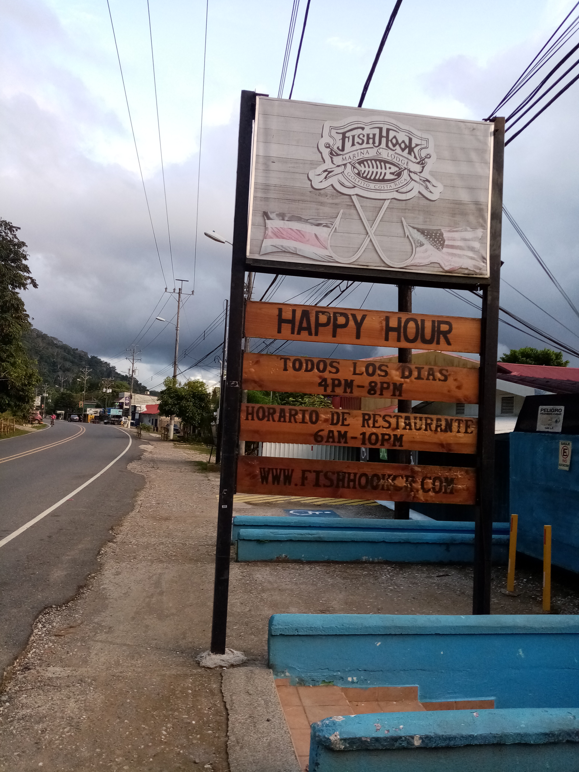 Sign for a restaurant with 