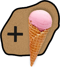 An ice cream cone with a plus sign next to it