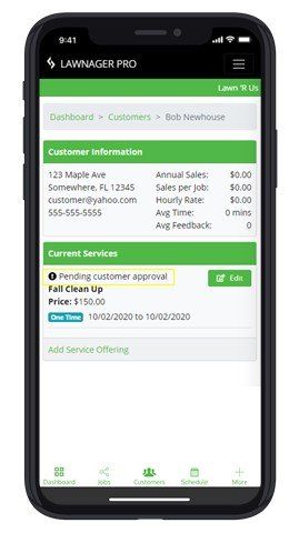 lawn care software - awaiting pending service approval