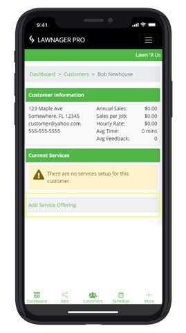 lawn care software how to add service offering to customer profile