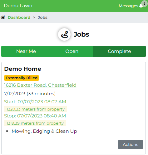 Tracking Distance from job start and stop to the property address
