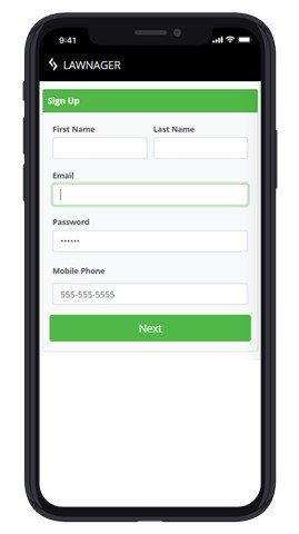 How to sign up for the pro version of Lawnager for lawn care services - contact info