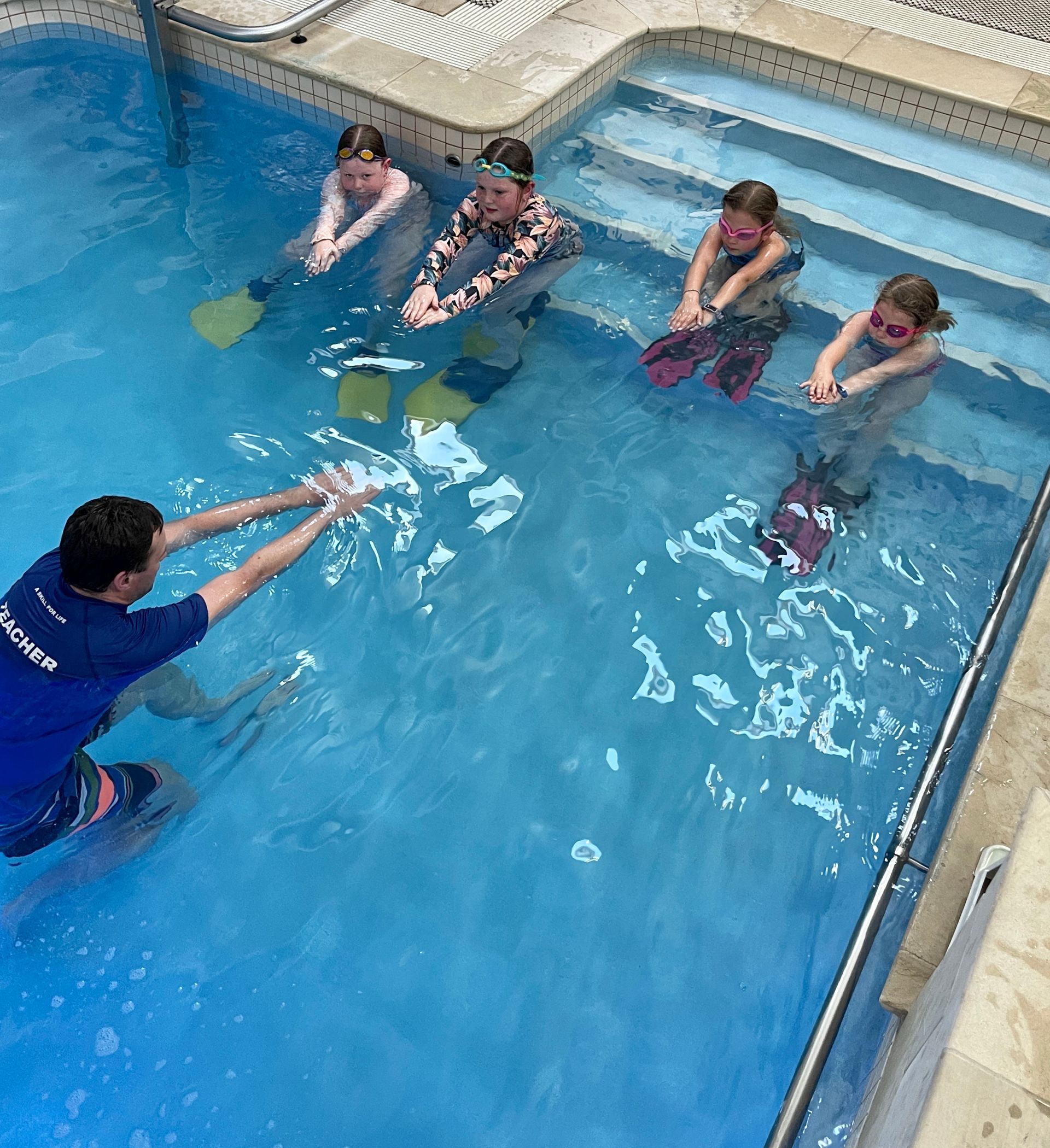 Group doing aqua class in the swimming pool