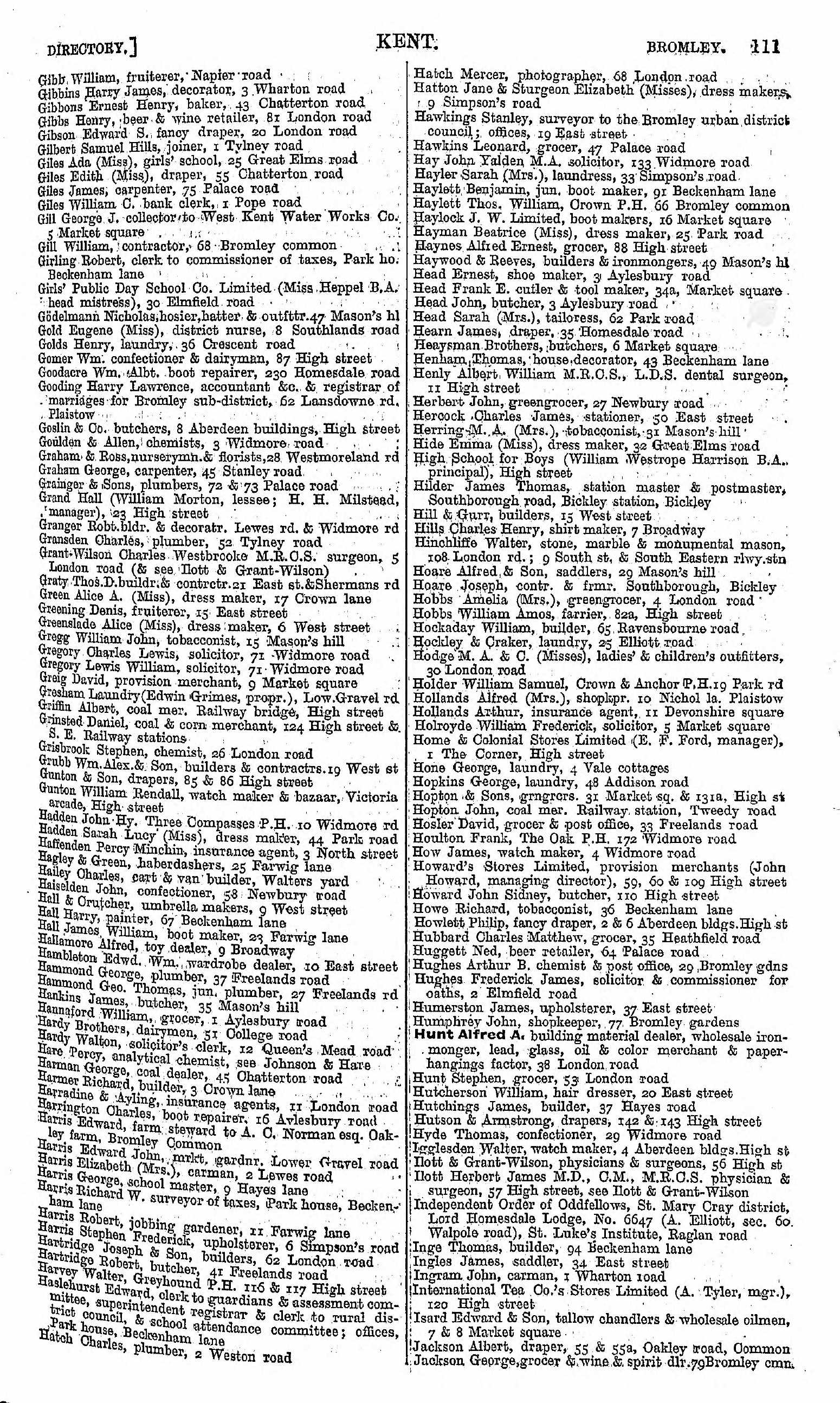 1903 Kellys Directory Images, Bromley Kent