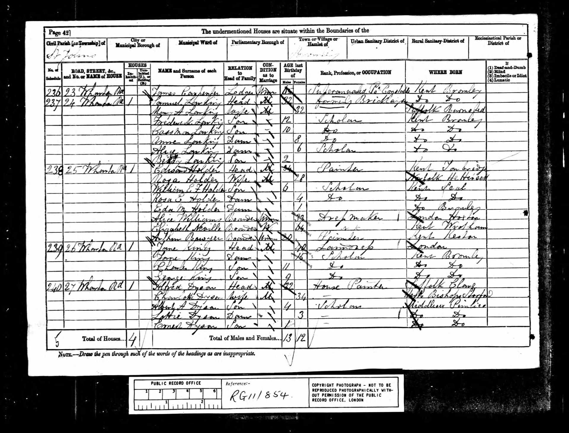 1965 Electoral Roll, 1965 Wharton Road