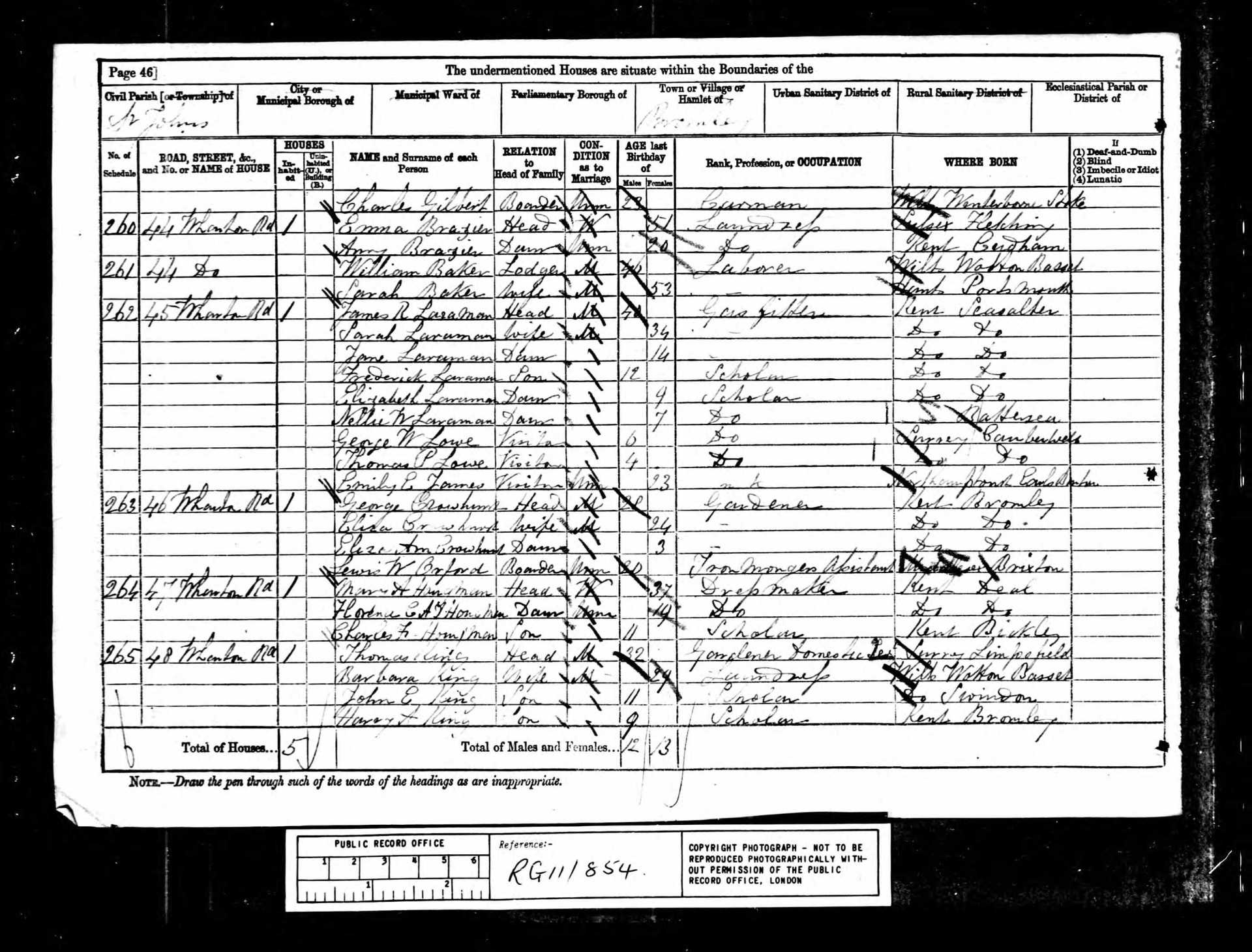 1965 Electoral Roll, 1965 Wharton Road
