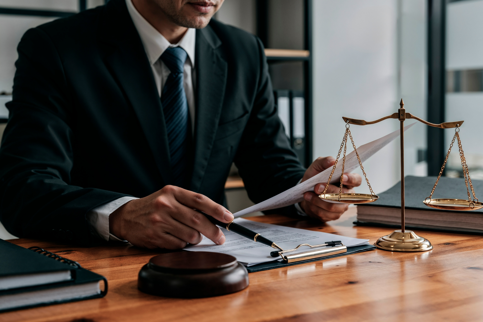 Trucks and cars on a highway. The sun shines on a line of large blue transport trucks.