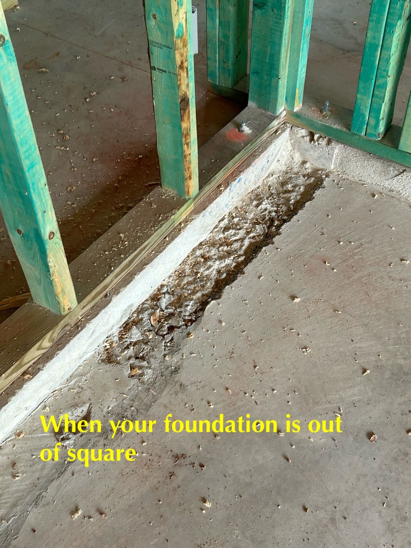 A picture of a foundation that is out of square