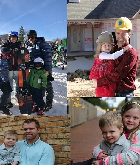 A collage of pictures shows Stephen Pait and his family