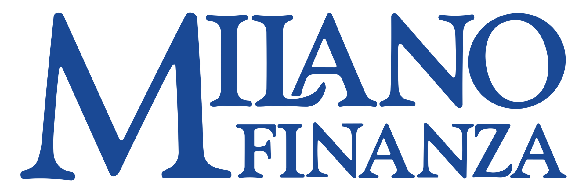 A blue and white logo for milano finanza