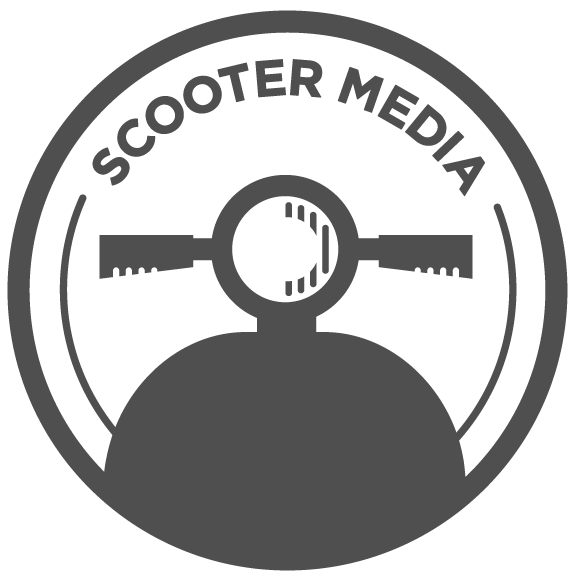 Scooter Media logo: round emblem with scooter silhouette and company name.